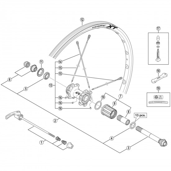 Shimano WH-M785 spoke, 285 mm with plug and washer Shimano WH-M785 spoke, 285 mm with plug and washer