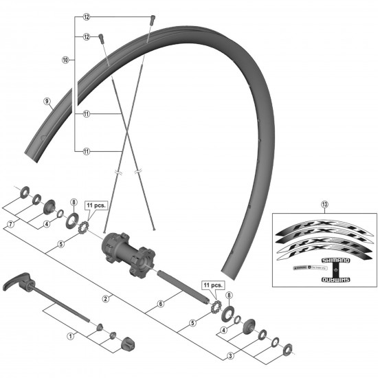 Shimano WH-RX31-F spoke, 297 mm