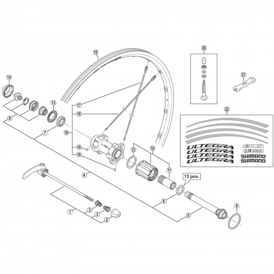 Shimano WH-6800-R left hand spoke, 305 mm with plug and washer Shimano WH-6800-R left hand spoke, 305 mm with plug and washer