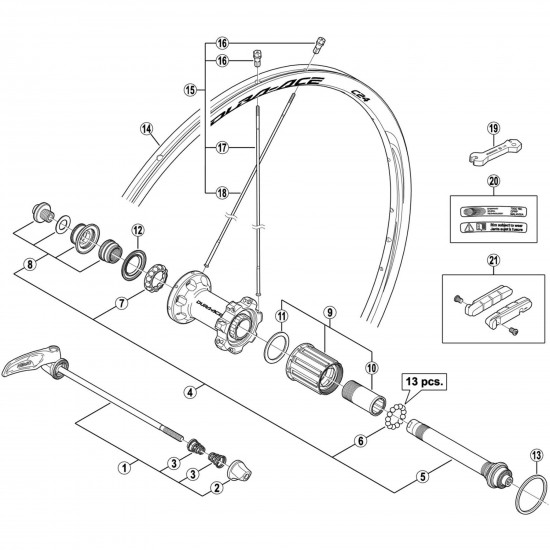 Shimano WH-9000-C24-TU-R right hand spoke, 304 mm