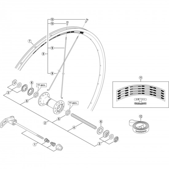 Shimano WH-R501 complete quick release 133 mm, black Shimano WH-R501 complete quick release 133 mm, black