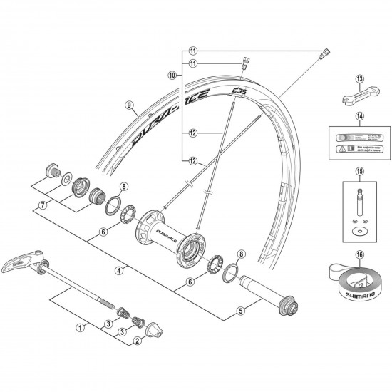 Shimano WH-9000-C35-CL-F spoke, 272 mm