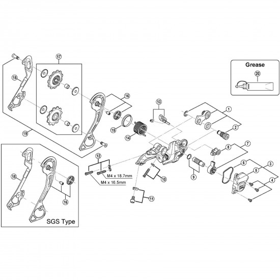 Shimano RD-M615 outer plate assembly, black, SGS type