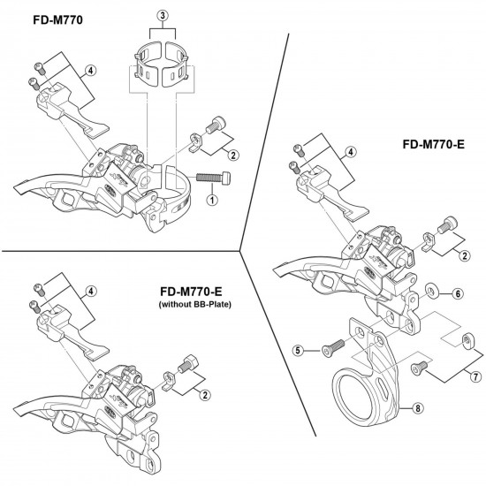 Shimano FD-M770 stroke adjustment bolt and plate