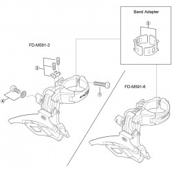Shimano FD-M591 stroke adjuster screws and plate, M4 x 10 mm Shimano FD-M591 stroke adjuster screws and plate, M4 x 10 mm