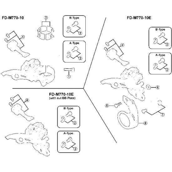 Shimano FD-M770-10 stroke adjust screws and plate, M4 x 8.2 mm Shimano FD-M770-10 stroke adjust screws and plate, M4 x 8.2 mm