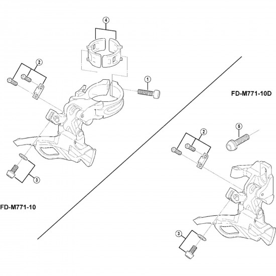 Shimano FD-M771-10 cable fixing plate and bolt, M5 x 9 mm