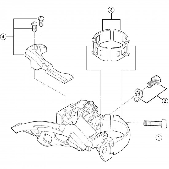 Shimano FD-T780 stroke adjust screws and plate, M4 x 8.5 mm