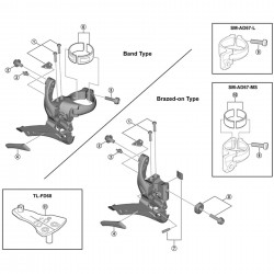 Shimano FD-6800 stroke adjust screws, M4 x 15 mm and plate for band type