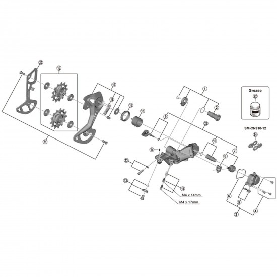 Shimano RD-M9000 B-tension adjusting screw and plate