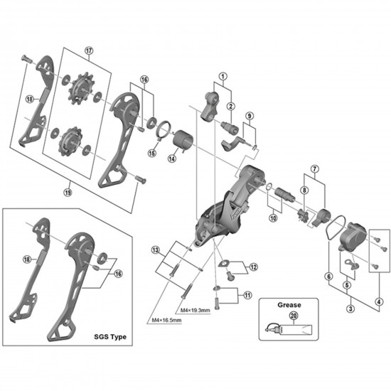 Shimano RD-M8000 bracket axle unit, for normal type Shimano RD-M8000 bracket axle unit, for normal type