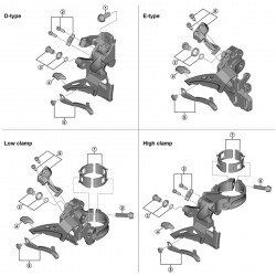 Shimano FD-M8025 stroke adjust screws and plate, M4 x 13.7 mm