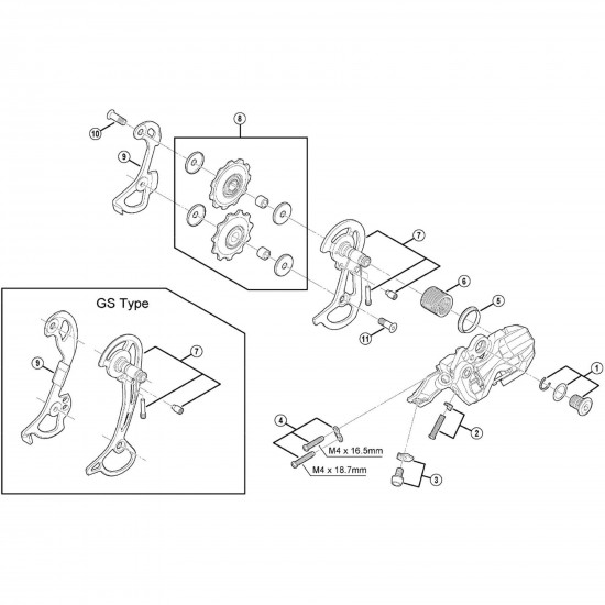 Shimano RD-F800 outer plate assembly, GS-type