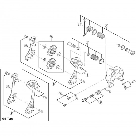 Shimano RD-6800 plate axle assembly, SS type