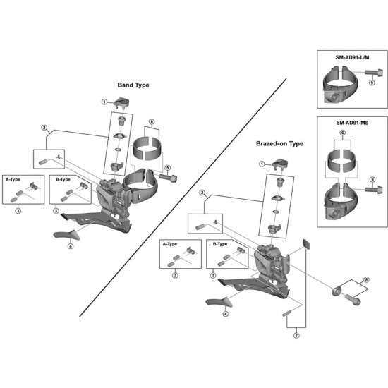 Shimano FD-R9100 adjust bolts and plate A-type angled Shimano FD-R9100 adjust bolts and plate A-type angled
