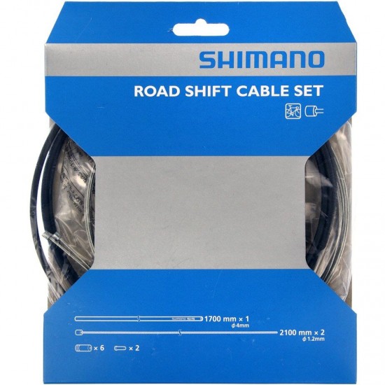 Shimano Road gear cable set, steel inner wire, SIS outer and outer caps black Shimano Road gear cable set, steel inner wire, SIS outer and outer caps black