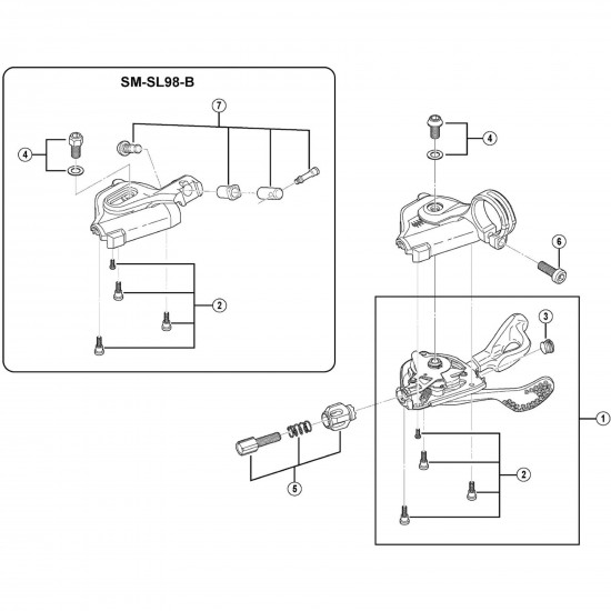 Shimano SL-M980 unit fixing bolt and spring washer, M5 x 9.5 mm