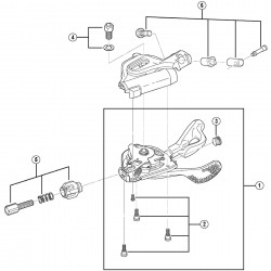 Shimano SL-M980 unit fixing bolt and spring washer, M5 x 9.5 mm Shimano SL-M980 unit fixing bolt and spring washer, M5 x 9.5 mm