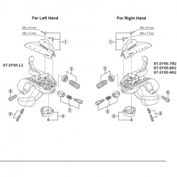 Shimano ST-EF65 upper cover with fixing screws for 9-speed right hand, silver Shimano ST-EF65 upper cover with fixing screws for 9-speed right hand, silver