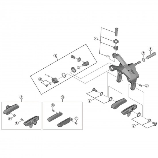 Shimano R55C4 Dura Ace R9200 cartridge brake shoe calliper mount, alloy rim, black pair