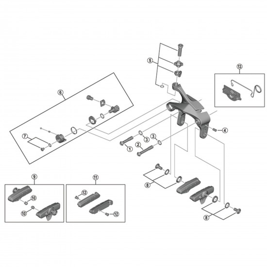 Shimano R55C4 Dura Ace R9210 cartridge brake shoe direct mount, alloy rim, black, pair