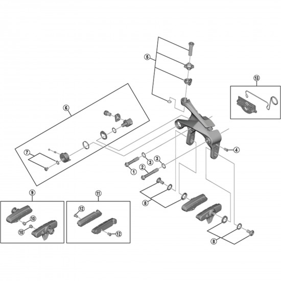 Shimano R55C4 Ultegra R8010 cartridge brake shoe direct mount, alloy rim, black, pair
