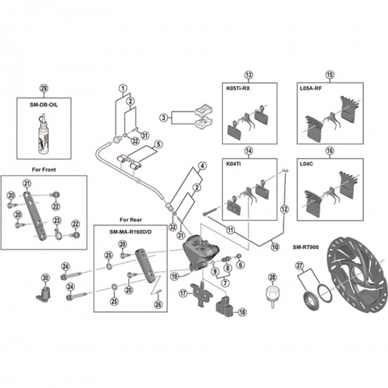 Shimano BR-R9170 calliper fixing bolt C for 30 mm rear mount thickness