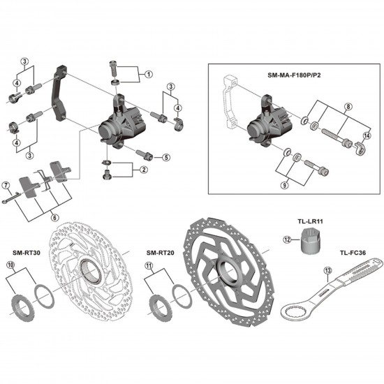 Shimano SM-RT10 lock ring and washer Shimano SM-RT10 lock ring and washer