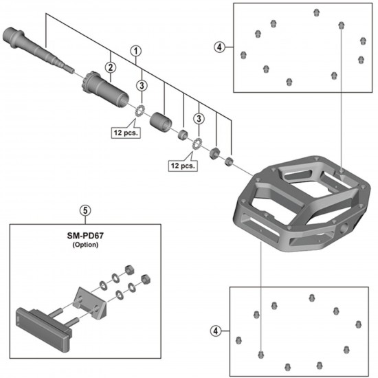 Shimano PD-M8040 pedal axle assembly, left hand Shimano PD-M8040 pedal axle assembly, left hand