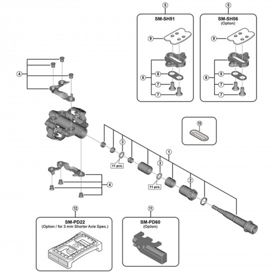 Shimano PD-M9100 pedal axle assembly, right hand, for 3 mm shorter axle Shimano PD-M9100 pedal axle assembly, right hand, for 3 mm shorter axle