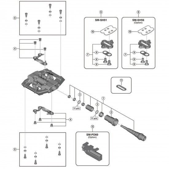 Shimano PD-M821 Pedal axle assembly, right hand