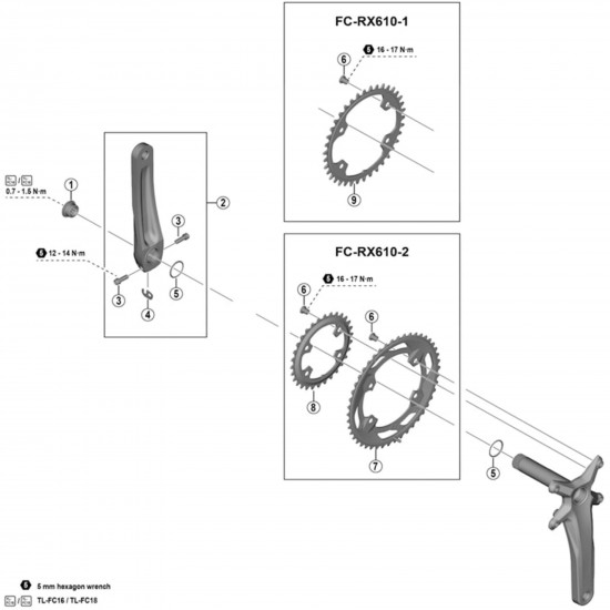 Shimano FC-M582 crank arm fixing bolt Shimano FC-M582 crank arm fixing bolt