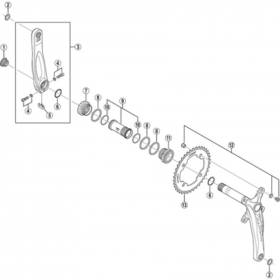 Shimano FC-M640 left hand crank arm, 170 mm Shimano FC-M640 left hand crank arm, 170 mm