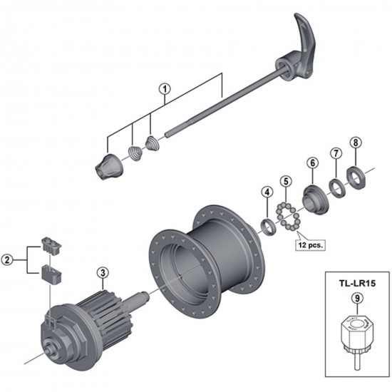 Shimano DH-3D35-QR cone with dust cover, M11 x 12.1 mm