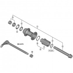 Shimano FH-M788 left hand lock nut and cone, M15 with dust cover