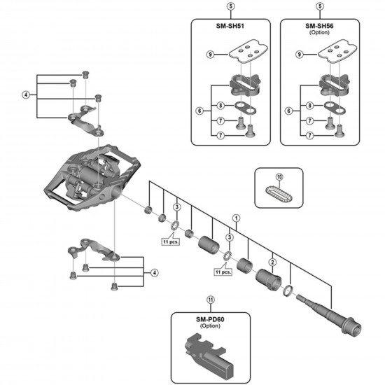 Shimano PD-M980 body cover and fixing bolts, left hand Shimano PD-M980 body cover and fixing bolts, left hand