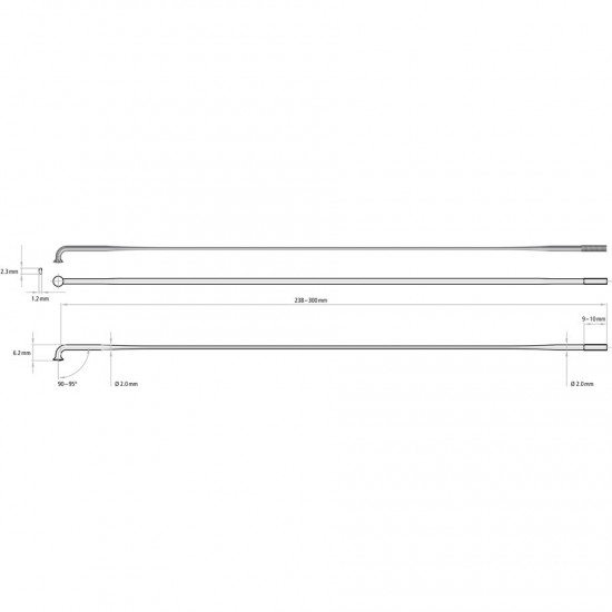 DT Swiss Aero Comp 14 / 15 / 14 g = 2 / 2.3 x 1.2 / 2 mm box 20, black 270 mm