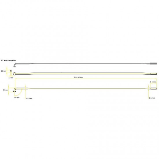 DT Swiss Aero Comp Wide Straight Pull Spokes 14 g = 2 mm box 20, black, 273 mm DT Swiss Aero Comp Wide Straight Pull Spokes 14 g = 2 mm box 20, black, 273 mm