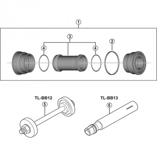 Shimano MTB press fit 41 mm bottom bracket with inner cover, for 92 or 89.5 mm Shimano MTB press fit 41 mm bottom bracket with inner cover, for 92 or 89.5 mm