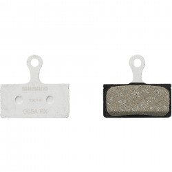 Shimano G05A-RX disc pads and spring, resin pad, alloy back Shimano G05A-RX disc pads and spring, resin pad, alloy back