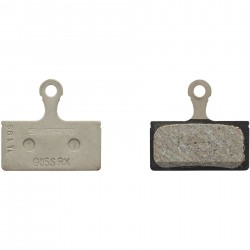 Shimano G05S-RX disc pads and spring, resin pad, steel back Shimano G05S-RX disc pads and spring, resin pad, steel back