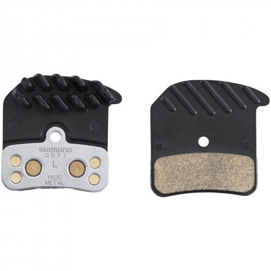 Shimano H03C-MF disc pads and spring, metal sintered, alloy/stainless back, cooling fins