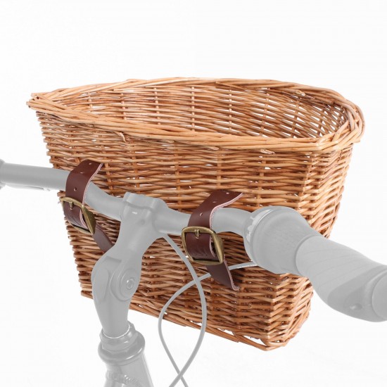 M Part D Shaped wicker basket with leather straps M Part D Shaped wicker basket with leather straps