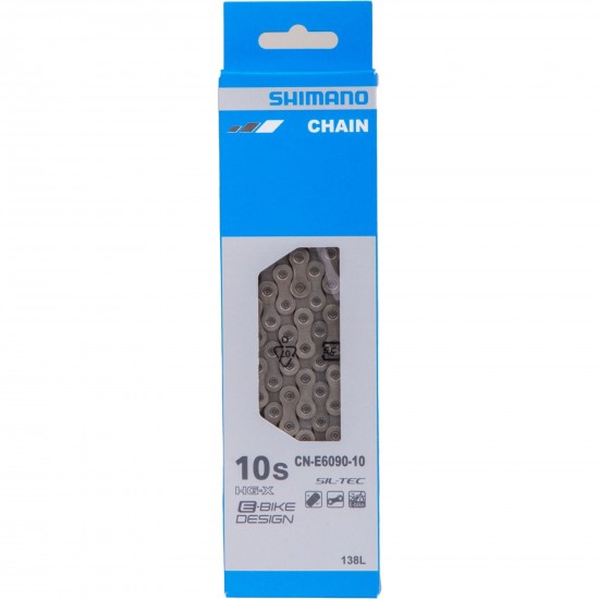 Shimano CN-E6090-10 E-bike HG-X chain, 10-speed, 138 links, SIL-TEC Shimano CN-E6090-10 E-bike HG-X chain, 10-speed, 138 links, SIL-TEC