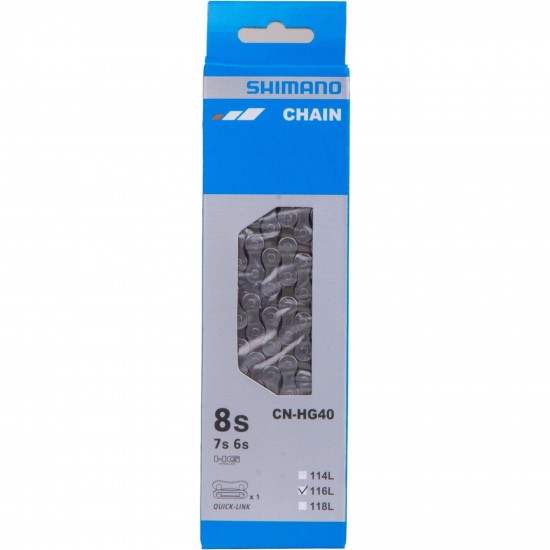 Shimano CN-HG40 chain, with connecting link, 6 / 7 / 8-speed, 116L Shimano CN-HG40 chain, with connecting link, 6 / 7 / 8-speed, 116L