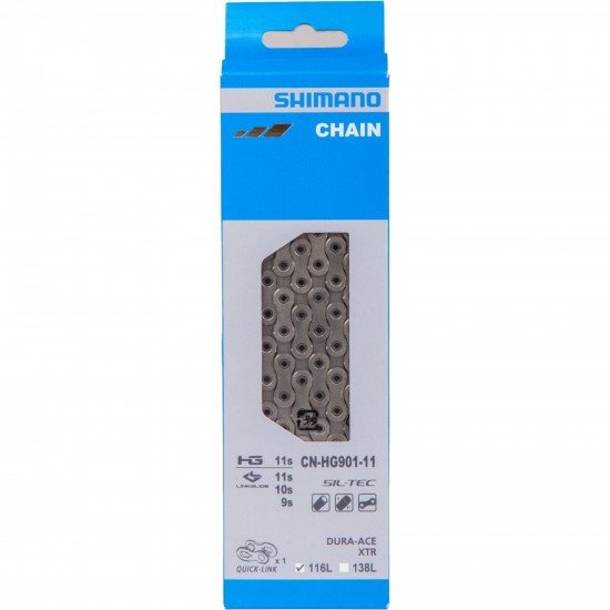 Shimano CN-HG901 Dura Ace/XTR HG-X chain with quick link, 11-speed, 116L, SIL-TEC Shimano CN-HG901 Dura Ace/XTR HG-X chain with quick link, 11-speed, 116L, SIL-TEC