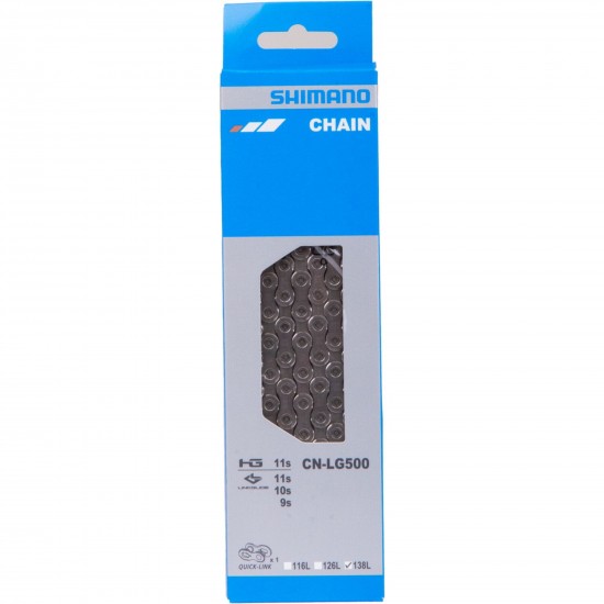 Shimano CN-LG500 Link Glide HG-X chain with quick link, 9/10/11-speed, 138L Shimano CN-LG500 Link Glide HG-X chain with quick link, 9/10/11-speed, 138L