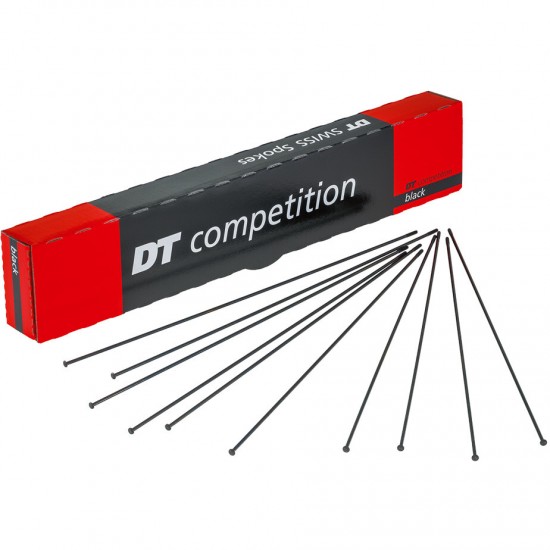 DT Swiss Competition Straight Pull Spokes 14 / 15 g = 2 / 1.8 mm box 100, black 298 mm DT Swiss Competition Straight Pull Spokes 14 / 15 g = 2 / 1.8 mm box 100, black 298 mm