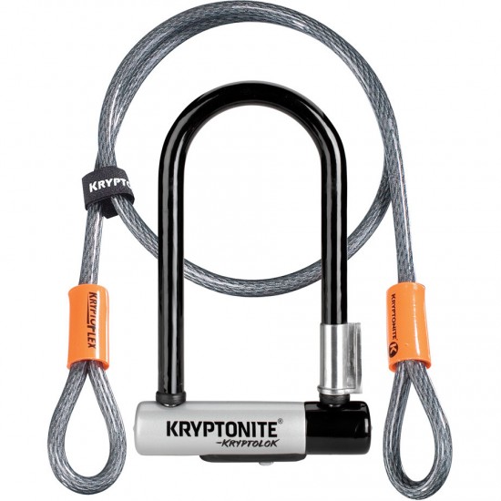 Kryptonite Kryptolok Mini U-Lock With 4 Foot Flex and Flexframe Bracket Sold Secure Gold Kryptonite Kryptolok Mini U-Lock With 4 Foot Flex and Flexframe Bracket Sold Secure Gold