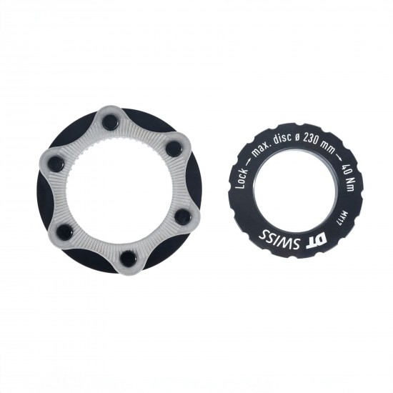DT Swiss Centre-Lock to 6-bolt fitting adapter for MTB and 15 mm Axles DT Swiss Centre-Lock to 6-bolt fitting adapter for MTB and 15 mm Axles